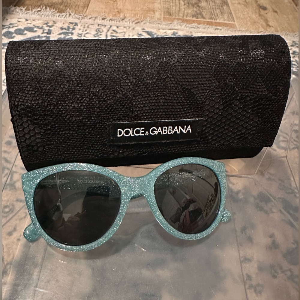 Dolce & Gabbana Glitter Green Sunglasses & Case EUC